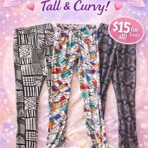 LuLaRoe Leggings Trio - Black & White, Multicolor Geometric, Gray Pattern